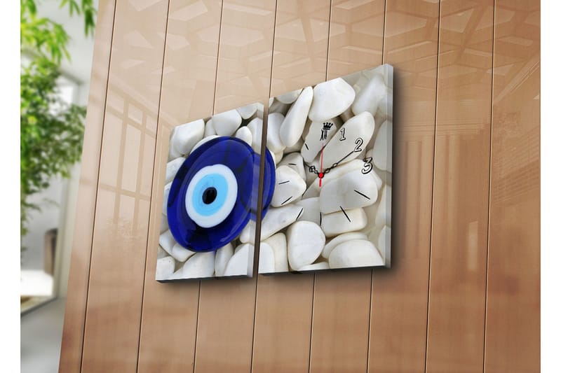 Dekorativt Canvas Maleri med Ur 2 Dele, Flerfarvet