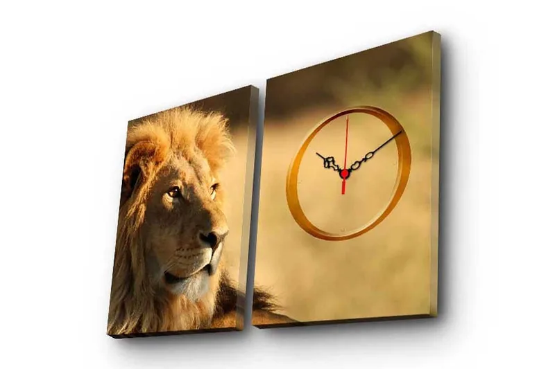 Dekorativt Canvas Maleri med Ur 2 Dele, Flerfarvet