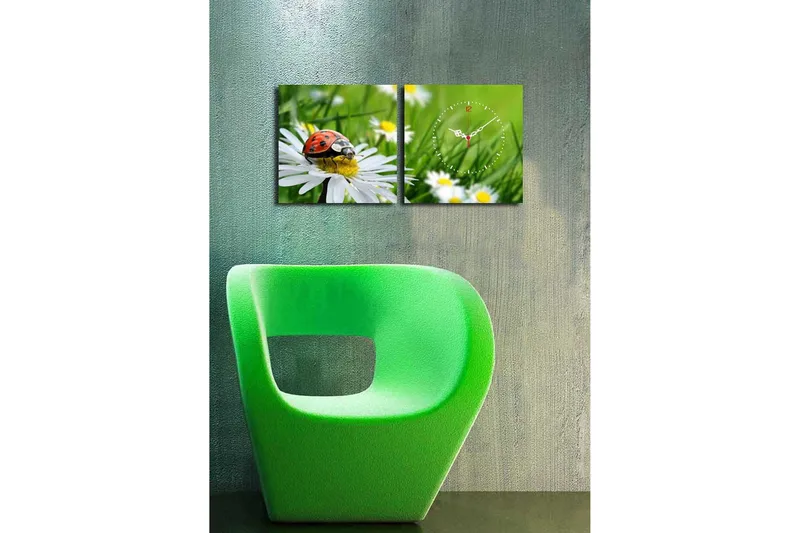 Dekorativt Canvas Maleri med Ur 2 Dele - Flerfarvet - Boligtilbehør - Vægdekoration - Vægure & Ure