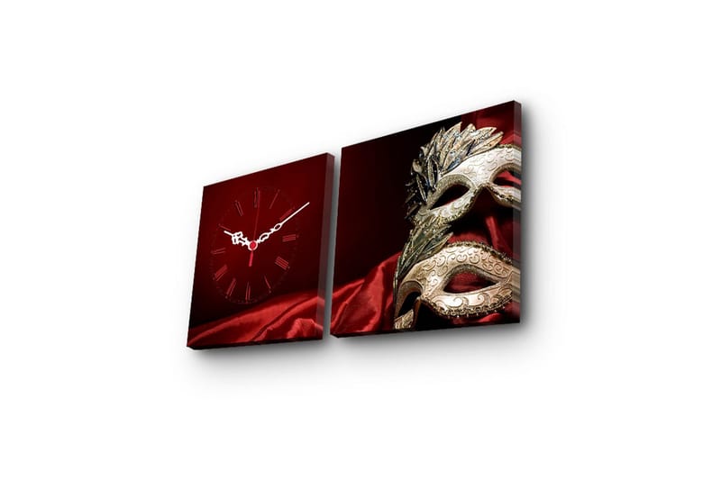 Dekorativt Canvas Maleri med Ur 2 Dele - Flerfarvet - Boligtilbehør - Vægdekoration - Vægure & Ure