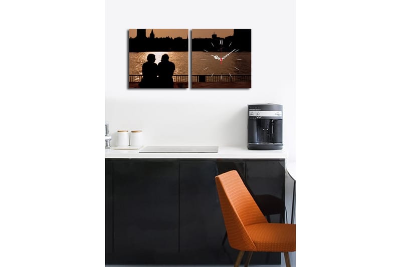 Dekorativt Canvas Maleri med Ur 2 Dele - Flerfarvet - Boligtilbehør - Vægdekoration - Vægure & Ure