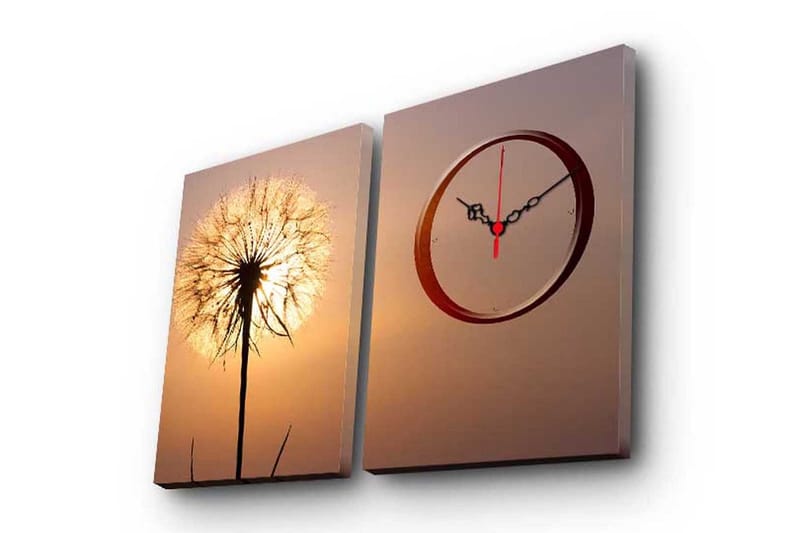 Dekorativt Canvas Maleri med Ur 2 Dele, Flerfarvet