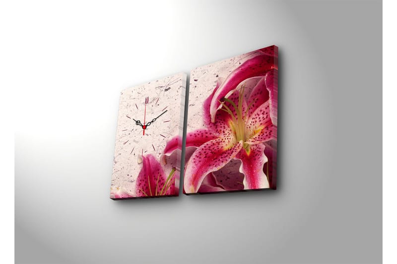 Dekorativt Canvas Maleri med Ur 2 Dele - Flerfarvet - Boligtilbehør - Vægdekoration - Vægure & Ure