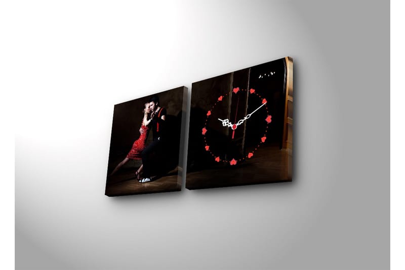 Dekorativt Canvas Maleri med Ur 2 Dele - Flerfarvet - Boligtilbehør - Vægdekoration - Vægure & Ure