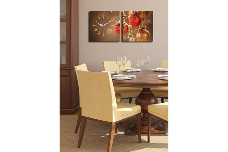 Dekorativt Canvas Maleri med Ur 2 Dele - Flerfarvet - Boligtilbehør - Vægdekoration - Vægure & Ure