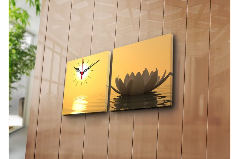 Dekorativt Canvas Maleri med Ur 2 Dele, Flerfarvet