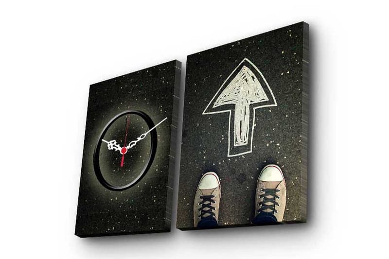 Dekorativt Canvas Maleri med Ur 2 Dele, Flerfarvet