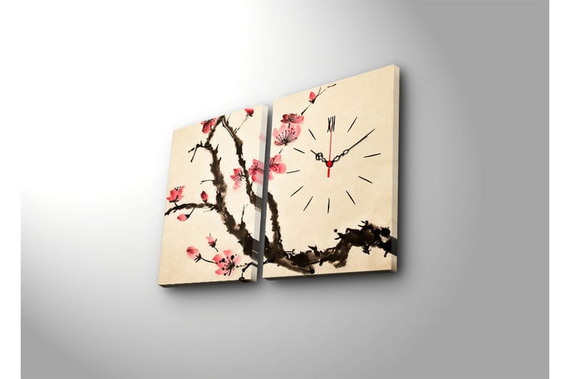 Dekorativt Canvas Maleri med Ur 2 Dele - Flerfarvet - Boligtilbehør - Vægdekoration - Vægure & Ure