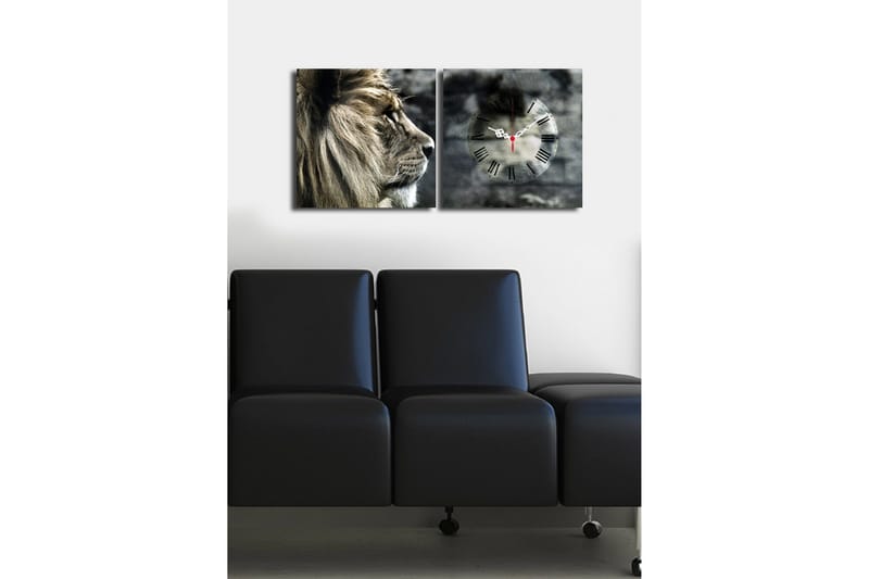 Dekorativt Canvas Maleri med Ur 2 Dele - Flerfarvet - Boligtilbehør - Vægdekoration - Vægure & Ure