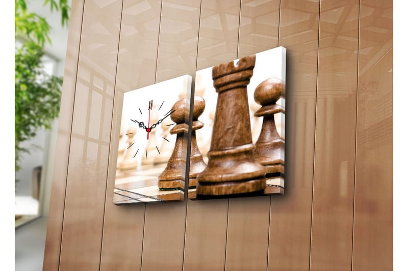 Dekorativt Canvas Maleri med Ur 2 Dele, Flerfarvet