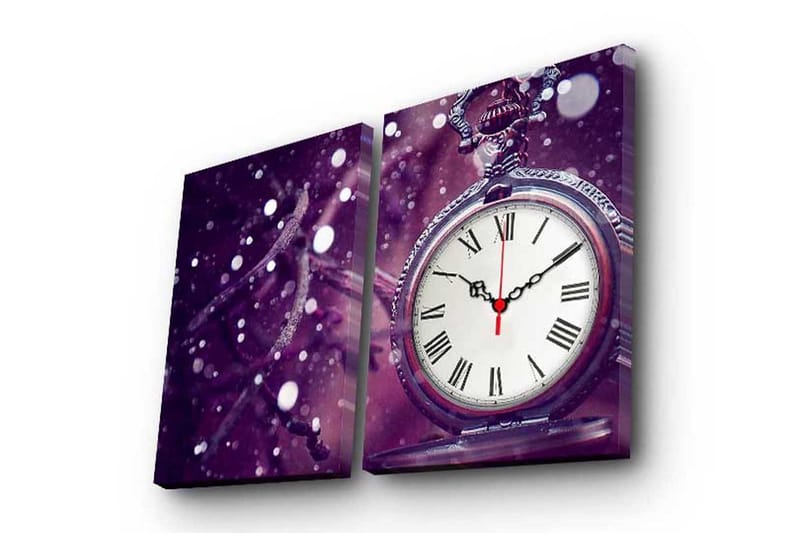 Dekorativt Canvas Maleri med Ur 2 Dele, Flerfarvet