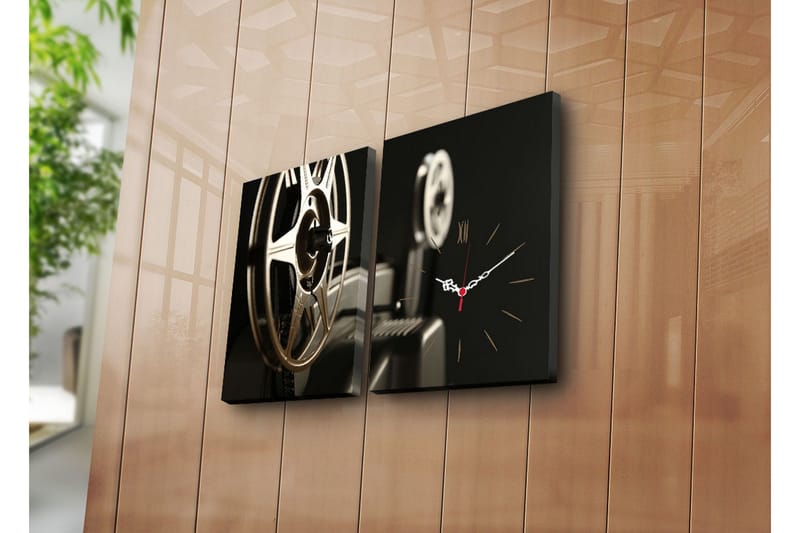 Dekorativt Canvas Maleri med Ur 2 Dele, Flerfarvet