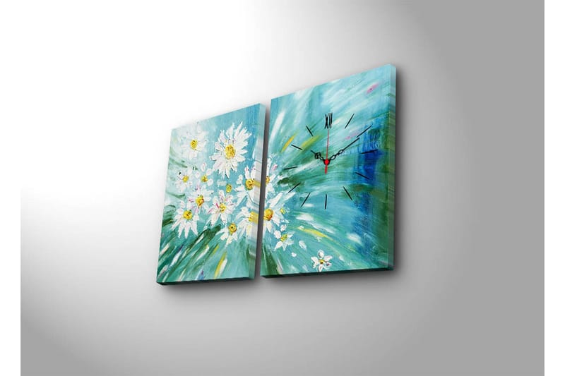 Dekorativt Canvas Maleri med Ur 2 Dele - Flerfarvet - Boligtilbehør - Vægdekoration - Vægure & Ure