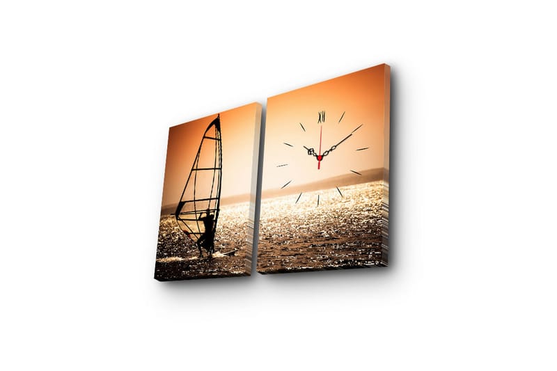 Dekorativt Canvas Maleri med Ur 2 Dele - Flerfarvet - Boligtilbehør - Vægdekoration - Vægure & Ure