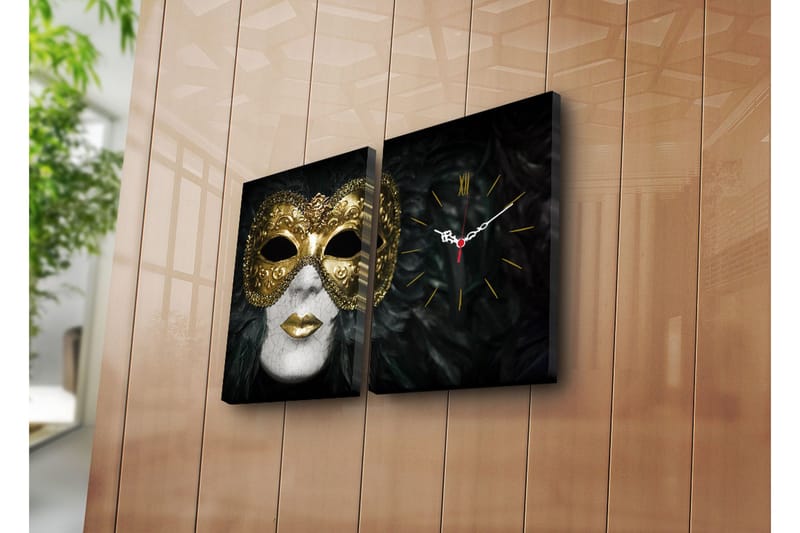 Dekorativt Canvas Maleri med Ur 2 Dele, Flerfarvet