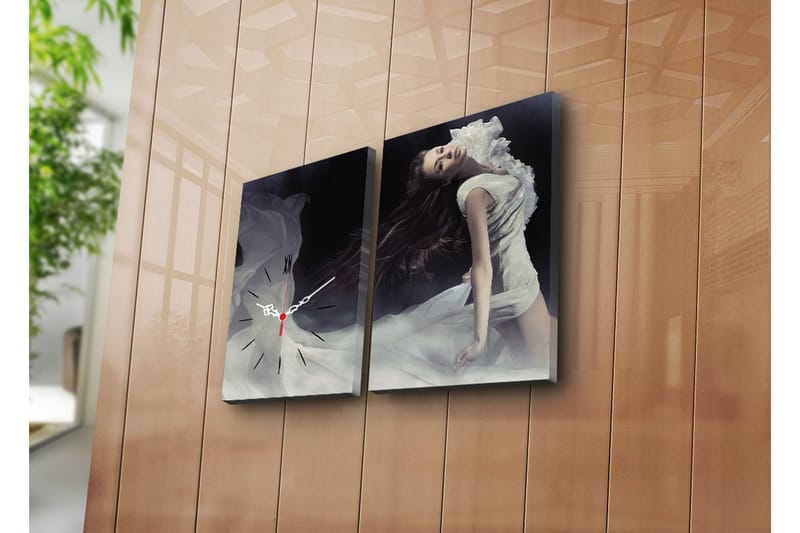 Dekorativt Canvas Maleri med Ur 2 Dele, Flerfarvet