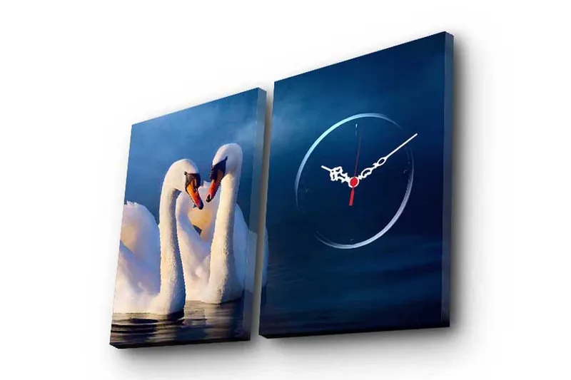 Dekorativt Canvas Maleri med Ur 2 Dele, Flerfarvet