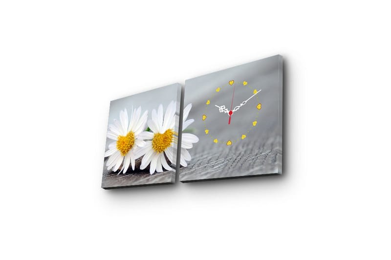 Dekorativt Canvas Maleri med Ur 2 Dele - Flerfarvet - Boligtilbehør - Vægdekoration - Vægure & Ure
