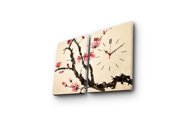 Dekorativt Canvas Maleri med Ur 2 Dele - Flerfarvet - Boligtilbehør - Vægdekoration - Vægure & Ure