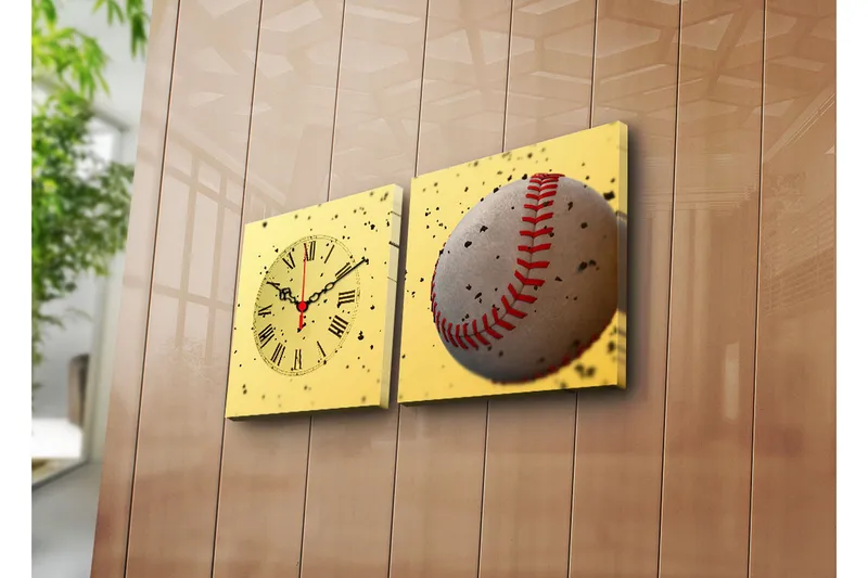 Dekorativt Canvas Maleri med Ur 2 Dele, Flerfarvet