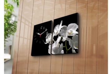 Dekorativt Canvas Maleri med Ur 2 Dele - Flerfarvet - Boligtilbehør - Vægdekoration - Vægure & Ure