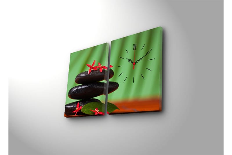 Dekorativt Canvas Maleri med Ur 2 Dele - Flerfarvet - Boligtilbehør - Vægdekoration - Vægure & Ure