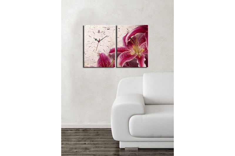 Dekorativt Canvas Maleri med Ur 2 Dele - Flerfarvet - Boligtilbehør - Vægdekoration - Vægure & Ure