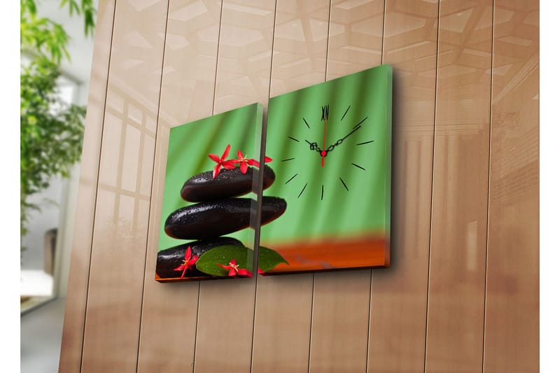 Dekorativt Canvas Maleri med Ur 2 Dele, Flerfarvet