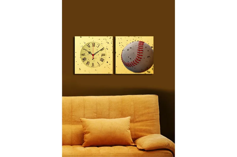 Dekorativt Canvas Maleri med Ur 2 Dele - Flerfarvet - Boligtilbehør - Vægdekoration - Vægure & Ure