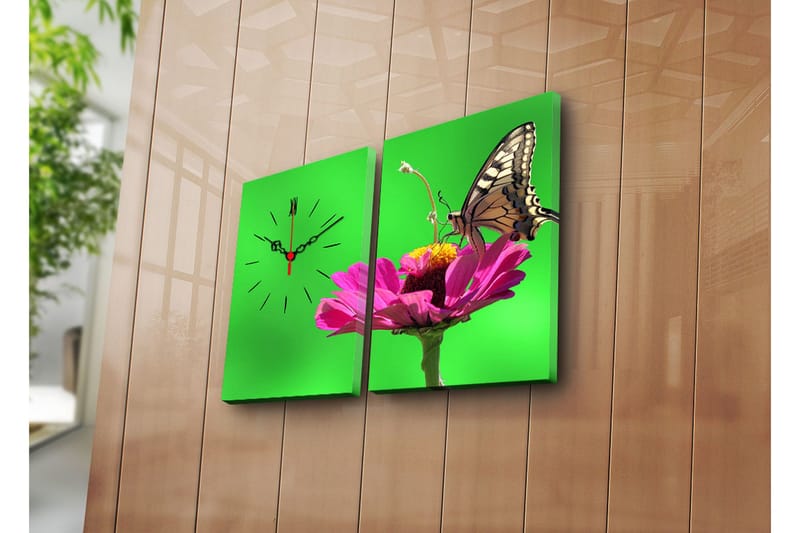 Dekorativt Canvas Maleri med Ur 2 Dele, Flerfarvet