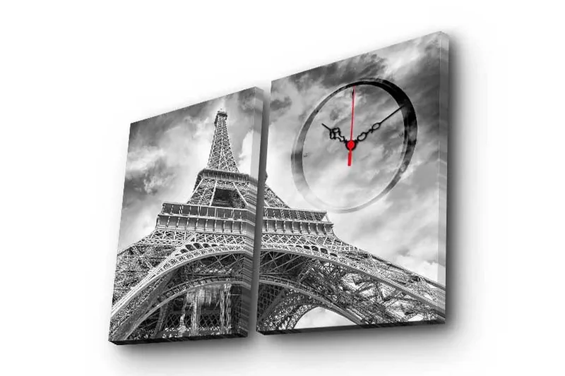 Dekorativt Canvas Maleri med Ur 2 Dele, Flerfarvet