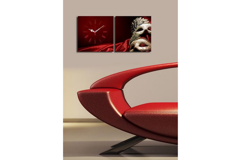 Dekorativt Canvas Maleri med Ur 2 Dele - Flerfarvet - Boligtilbehør - Vægdekoration - Vægure & Ure