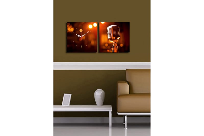 Dekorativt Canvas Maleri med Ur 2 Dele - Flerfarvet - Boligtilbehør - Vægdekoration - Vægure & Ure