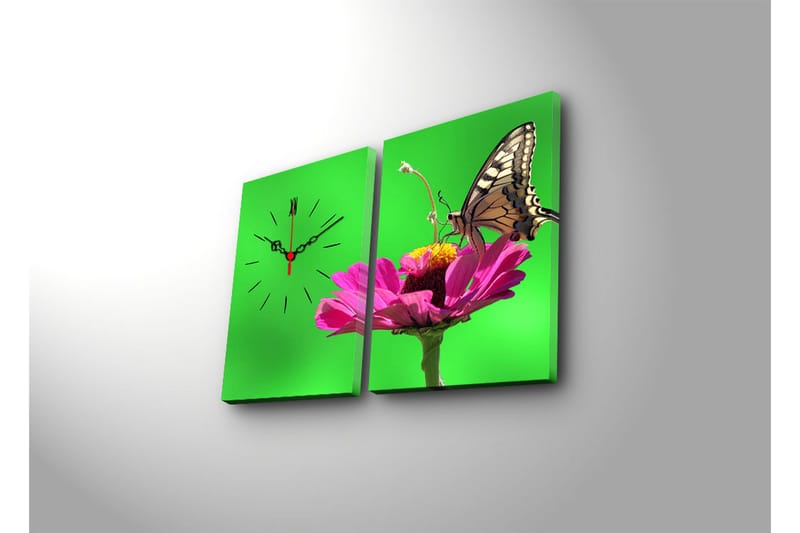 Dekorativt Canvas Maleri med Ur 2 Dele - Flerfarvet - Boligtilbehør - Vægdekoration - Vægure & Ure