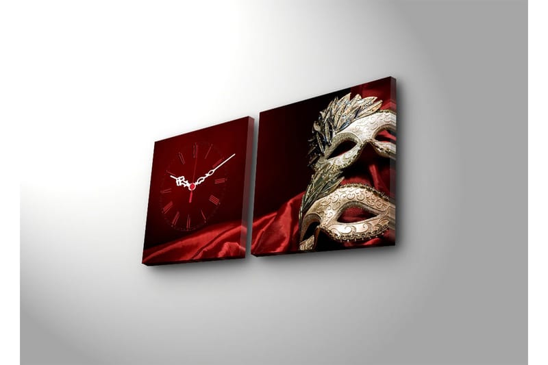 Dekorativt Canvas Maleri med Ur 2 Dele - Flerfarvet - Boligtilbehør - Vægdekoration - Vægure & Ure