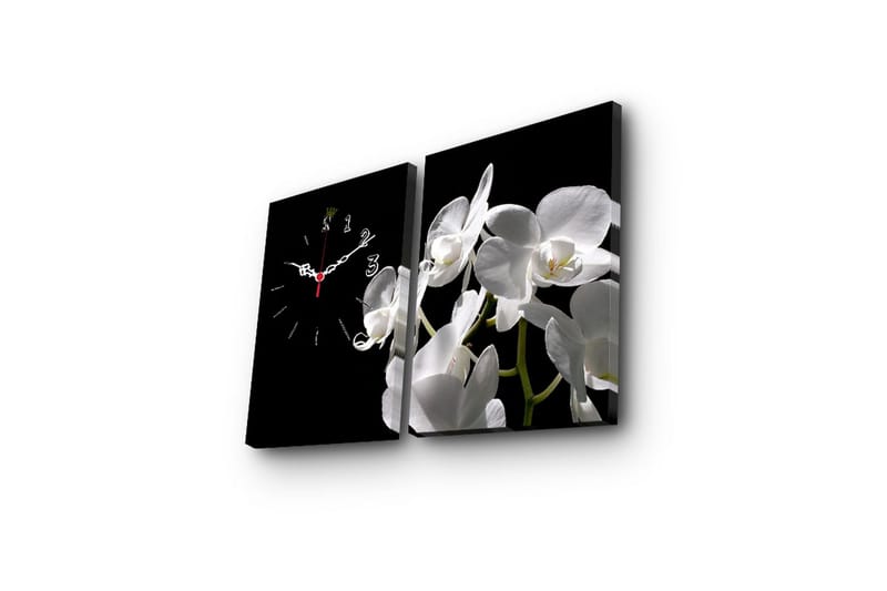 Dekorativt Canvas Maleri med Ur 2 Dele - Flerfarvet - Boligtilbehør - Vægdekoration - Vægure & Ure