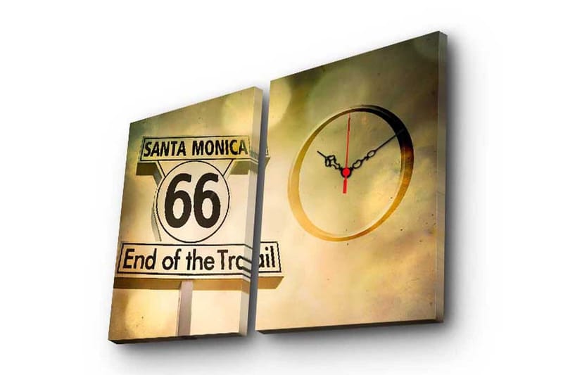 Dekorativt Canvas Maleri med Ur 2 Dele, Flerfarvet