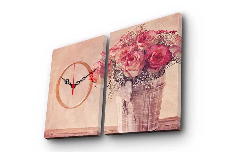 Dekorativt Canvas Maleri med Ur 2 Dele, Flerfarvet