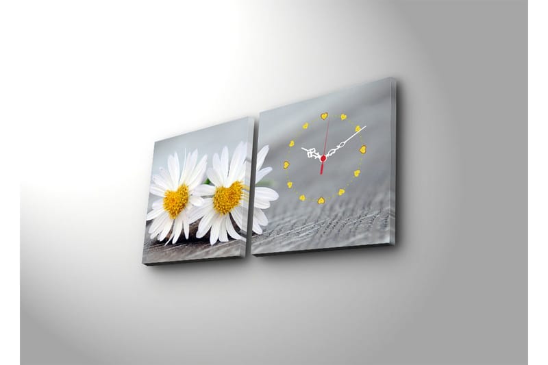 Dekorativt Canvas Maleri med Ur 2 Dele - Flerfarvet - Boligtilbehør - Vægdekoration - Vægure & Ure