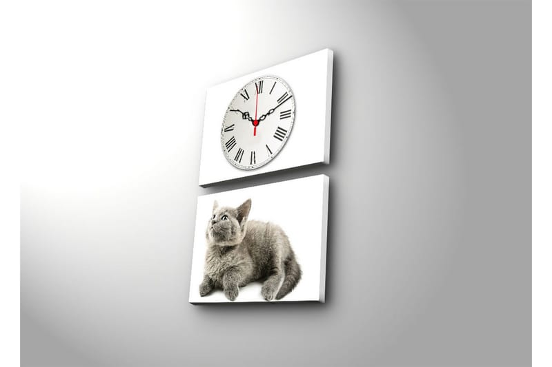 Dekorativt Canvas Maleri med Ur 2 Dele - Flerfarvet - Boligtilbehør - Vægdekoration - Vægure & Ure