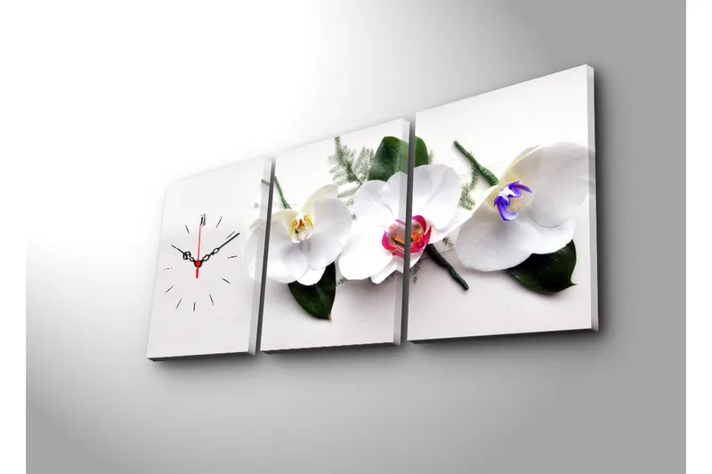 Dekorativt Canvas Maleri med Ur 3 Dele - Flerfarvet - Boligtilbehør - Vægdekoration - Vægure & Ure