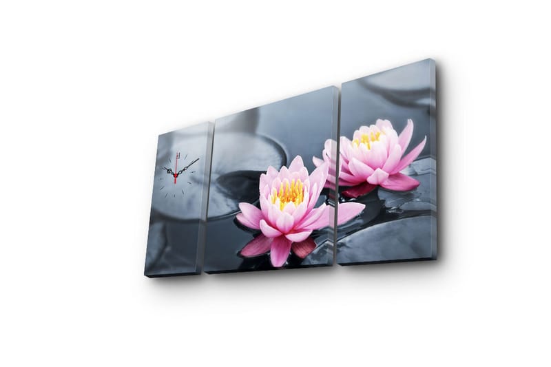 Dekorativt Canvas Maleri med Ur 3 Dele - Flerfarvet - Boligtilbehør - Vægdekoration - Vægure & Ure