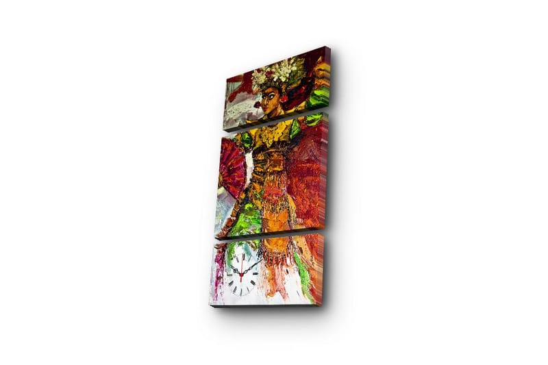 Dekorativt Canvas Maleri med Ur 3 Dele - Flerfarvet - Vægure & Ure
