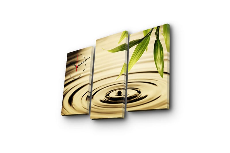 Dekorativt Canvas Maleri med Ur 3 Dele - Flerfarvet - Boligtilbehør - Vægdekoration - Vægure & Ure