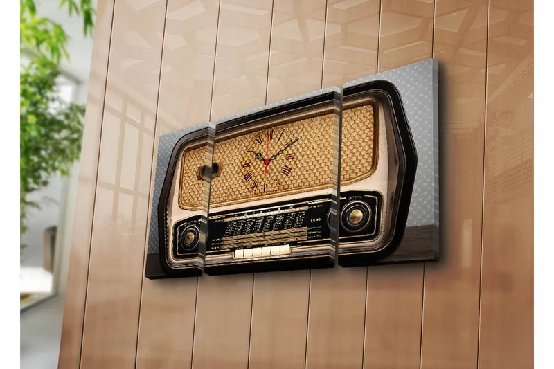 Dekorativt Canvas Maleri med Ur 3 Dele, Flerfarvet