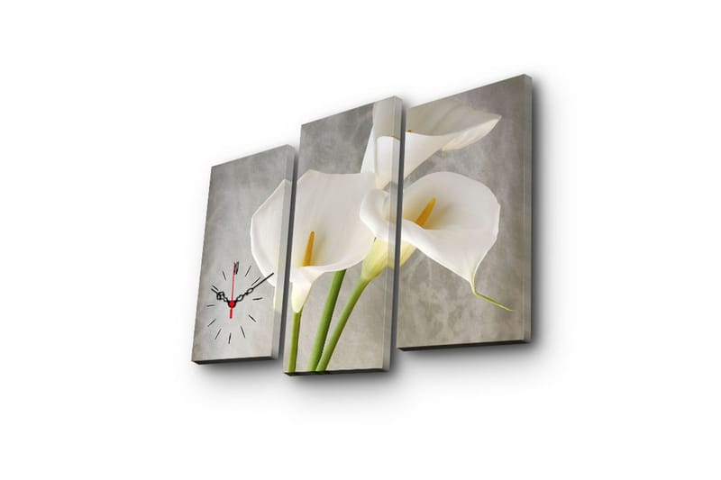 Dekorativt Canvas Maleri med Ur 3 Dele - Flerfarvet - Boligtilbehør - Vægdekoration - Vægure & Ure