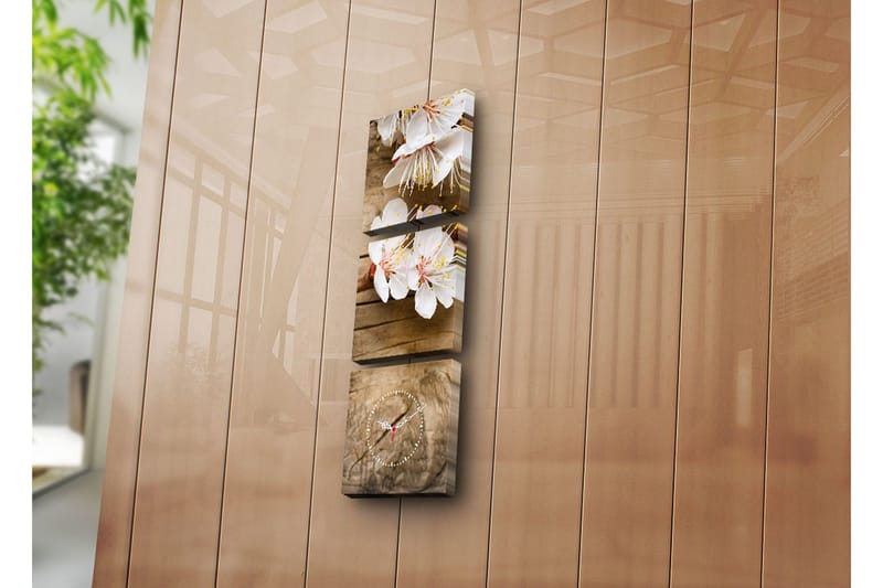 Dekorativt Canvas Maleri med Ur 3 Dele, Flerfarvet