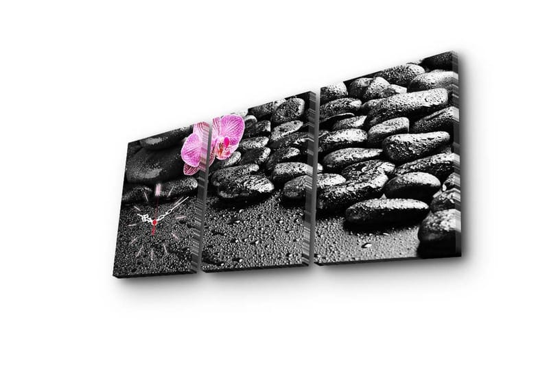 Dekorativt Canvas Maleri med Ur 3 Dele - Flerfarvet - Boligtilbehør - Vægdekoration - Vægure & Ure