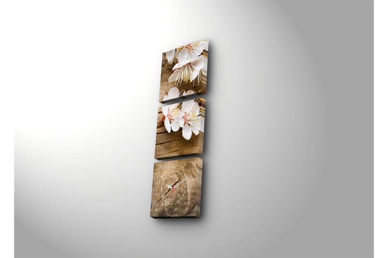 Dekorativt Canvas Maleri med Ur 3 Dele - Flerfarvet - Boligtilbehør - Vægdekoration - Vægure & Ure