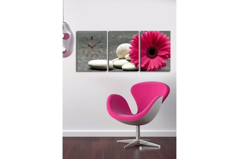 Dekorativt Canvas Maleri med Ur 3 Dele - Flerfarvet - Boligtilbehør - Vægdekoration - Vægure & Ure